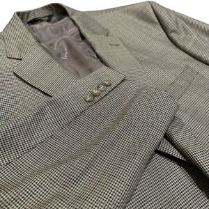 Jos A Bank Signature Gold Blazer 48R Houndstooth Brown Silk Wool Men's Jacket‎